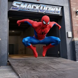 spiderman entering entrances ramp of smackdown as samurai!