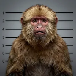 a rendered image of mugshots of a clearly guilty capuchin who is afraid for his life, artstation, instagram, unreal