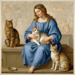 cats in the style of Giotto