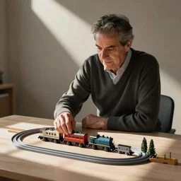alfredo perez rubalcaba playing with train toys