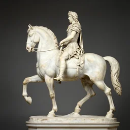 louis xiv equestrial roman statue, marble