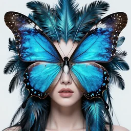 3 d goddess butterfly face portrait, sigma 5 0 0 mm f 4, face in the center, beautiful intricate highly detailed quetzalcoatl feathers. bioluminescent, plasma, lava, ice, water, wind, artwork by tooth wu and wlop and beeple and greg rutkowski, 8 k trending on artstation, volumetric lighting, volumetric shadows