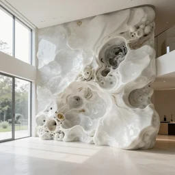 highly detailed ultra sharp villa natural light interior soft cinematic cellular composition of a smooth ceramic porcelain biomorphic magnolia stone nebula fluid fractal sci - fi surreal architecture landscape, granite, metallic, marble, moss, lichen, fungi, vincent callebaut composition, mamou - mani, archviz, 8 k, unreal engine