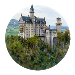 majestic ultradetailed matte painting georgian mandelbulb landscape painting of beautiful ancient castles overlooking verdant cliffs, art by john wilson