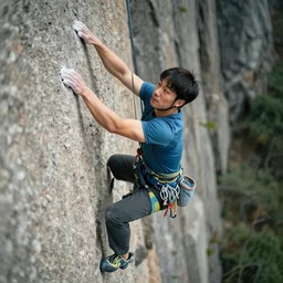 rock climber, portrait, photorealistic