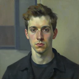 a realistic guts portrait, by edward hopper,