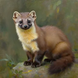 oil painting of a pine marten by leonid afremov