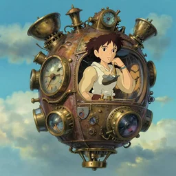 dream a steampunk time machine by vanessa morales, studio ghibli,