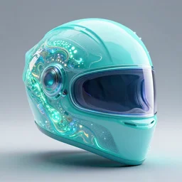 futuristic fluid aquamarine helmet, intricate, glowing, eyecandy, colorful, 3 d, octane render, photorealistic, modern,