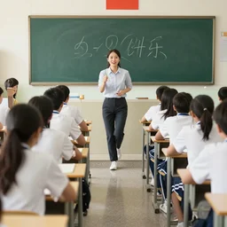 teacher running from zombified students