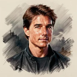 caricature drawing of Tom cruise