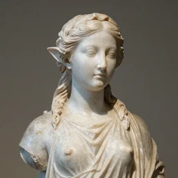 sculpture of a beautiful young Asian woman with elf ears, by Alexandros of Antioch, on display in the Louvre, 8k