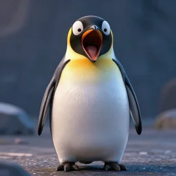 penguin scream, scared, CGI