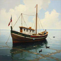 fisher boat, painting by elisabeth von eicken