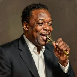a portrait of louis armstrong telling a joke, by joseph christian leyendecker, dramatic lighting, highly detailed digital painting