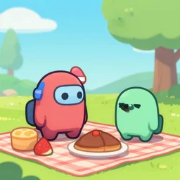 cute chibi among us picnic