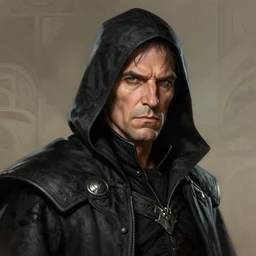 portrait of a dungeons and dragons master assassin who looks like charles bronson by ralph horsley, rossdraws, matte painting, artstation, on stylized background, masterpiece, highly detailed