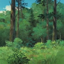 forest lanscape panorama by ghibli pixar gouache in traditional shinkai style