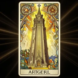 symmetry!! the tower, tarot card, symbology, intricate, highly detailed, dynamic lighting, digital art, digital painting, artstation, wlop, sharp focus, illustration, art by artgerm and greg rutkowski and alphonse mucha, 8 k