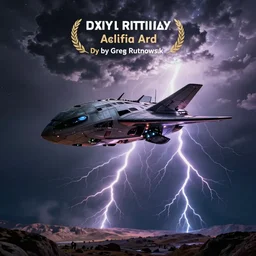 An alien spaceship entering the atmosphere, lightning, by greg rutkowski