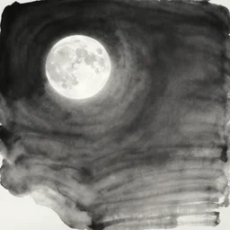full moon, ink, by xu wei