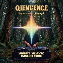 dj, electronic, medicine place, record, woods, circus poster, frequency