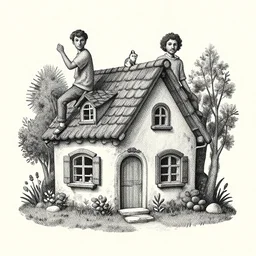 portrait of a organically shaped cottagecore home, ( ( karolis strautniekas ) ), loish, christopher balaskas, detailed, dynamic pose, halftone shaded, matte print, editorial illustration, risograph