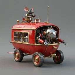adventurer ( ( ( ( ( 1 9 5 0 s retro future robot mouse battlemech mecha wagon house. muted colors. ) ) ) ) ) by jean baptiste monge!!!!!!!!!!!!!!!!!!!!!!!!! chrome red