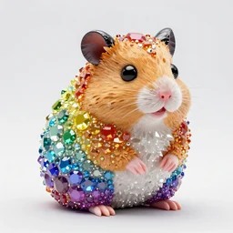 rainbow hamster made out of large gems and crystals, sculpture, 8 k hd