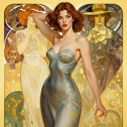 modern woman | hyper realistic | action pose | digital painting | trending on artstation | pinup portrait | clean | illustration | dressed | Unreal Engine 5 | 8k resolution | by Greg Rutkowski Alphonse Mucha Gustav Klimt and Mel Ramos