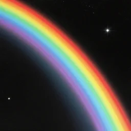 rainbow beam of shiny light in space, vintage