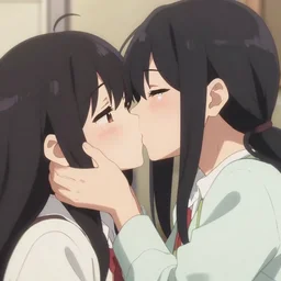 anime kissing while cry