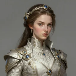 futuristic swashbuckler portrait, intricate, elegant, highly detailed, digital painting, artstation, concept art, smooth, sharp focus, illustration, art by artgerm and greg rutkowski and alphonse mucha