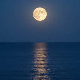 the reflection of a full moon on the ocean