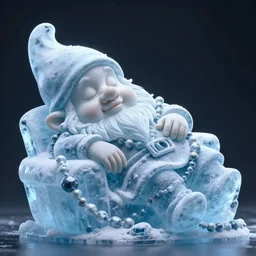 an ice statue of a dwarf peacefully sleeping in his bead, stunning digital art high detail 4k octane