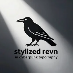 “stylized raven logo in cyberpunk topography”