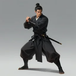 elegant concept art of full body portrait of dark eldrich samurai in fighting stance, concept art, smooth, sharp focus, vivid color scheme, art by artgerm and greg rutkowski and gabriele dell'otto