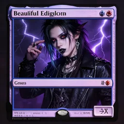 beautiful edgelord mall goth magic the gathering, realistic, 8 k, in the style of nu metal, side lighting, lightning bolts