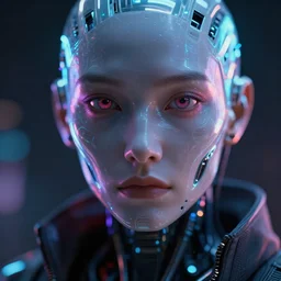 cyberpunk face, cyborg, raytracing, depth of field, 80mm focus length, futuristic digital art