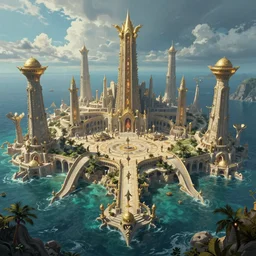 a highly detailed james paick concept art 8 k render of the lost seabed city atlantis, hugh ferriss, greg rutkowski, cinematic lighting, game asset, unreal engine, illustration, artstation, digital painting, sharp focus,, golden ratio, mythological, ultra realistic, maximalist