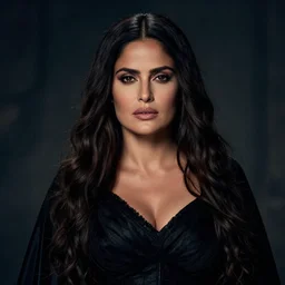 portrait, Salma Hayek as a sorceress, dramatic lighting, cinematic, establishing shot, high detail, photo realistic, cinematic lighting, post processed, concept art, artstation, matte painting, style by eddie mendoza, raphael lacoste, alex ross