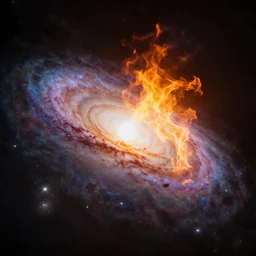a galaxy that is on fire, credit nasa, photoshoped, double exposure