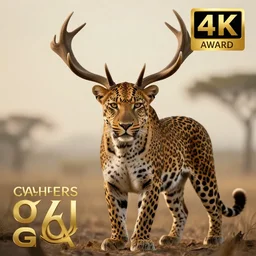 professional digital fantasy art of a leopard with antlers, high quality, mythical, hybrid, hd, 4 k, 8 k, award - winning, awe - inspiring