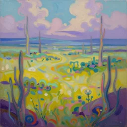 beautiful alien landscape, colorful oil painting