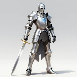 fantasy knight standing in a dramatic pose with sword, pierre raveneau style, valery klishevich, diamond sci - fi armor, contrast light, hdr, long shot, cinematic, epic, volumetric light, ray - tracing, 4 k, fine details, unreal engine 5, dark background, digital art