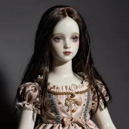christina ricci as an eerie porcelain doll, studio photography, narrow depth of field