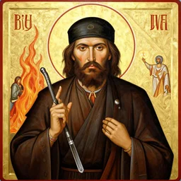 stalin's eternal torment in hell abdulov in the style of orthodox icons
