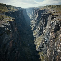 A vast canyon made of obsidian, landscape, unreal engine, megascans, quixel