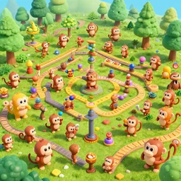 bloons td 6 realistic monkey farm, very very very very intricate, hyperdetailed