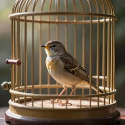 the twitter bird being kept in a birdcage as a pet
